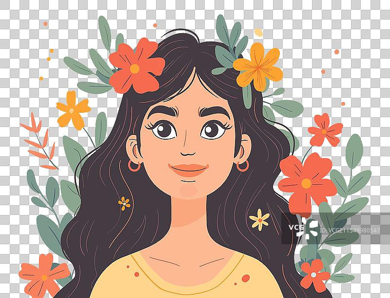 头戴花冠的女人图片素材