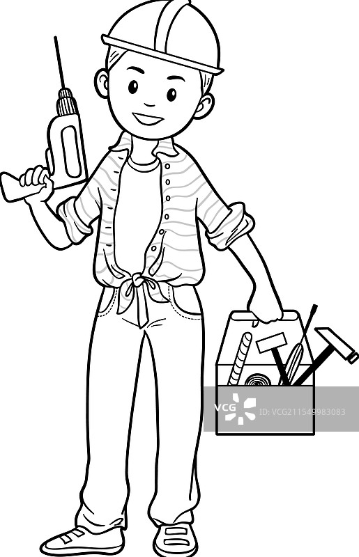 专业的手工工人使用电钻图片素材