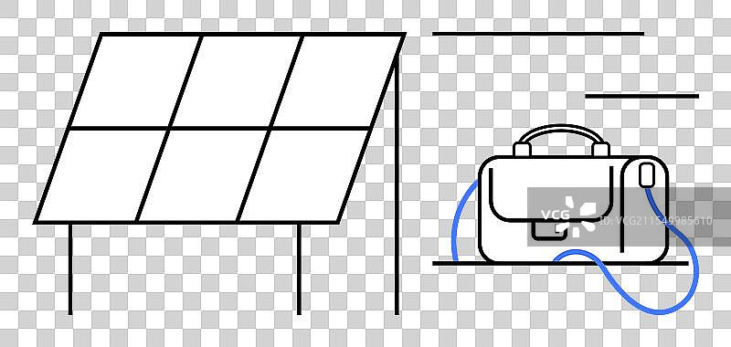 太阳能电池板与公文包连接电源图片素材