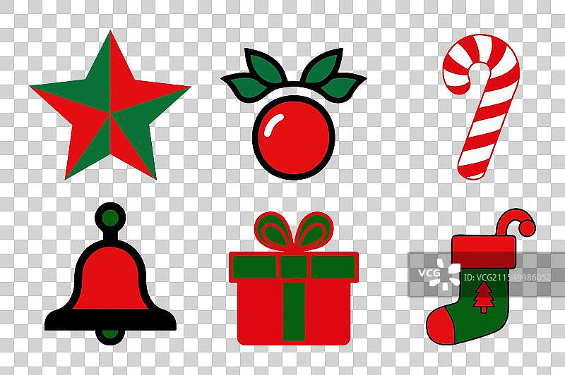 一组圣诞节极简几何元素图片素材