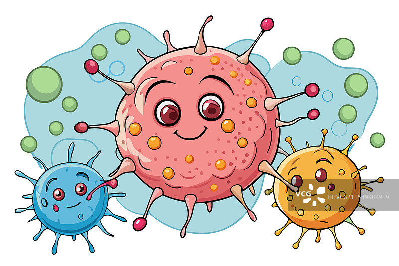 创意卡通癌细胞，色彩丰富多样图片素材