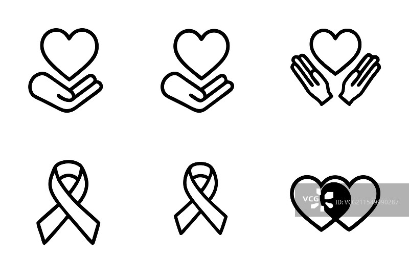 手握心形图案，周围缠绕着丝带图标图片素材