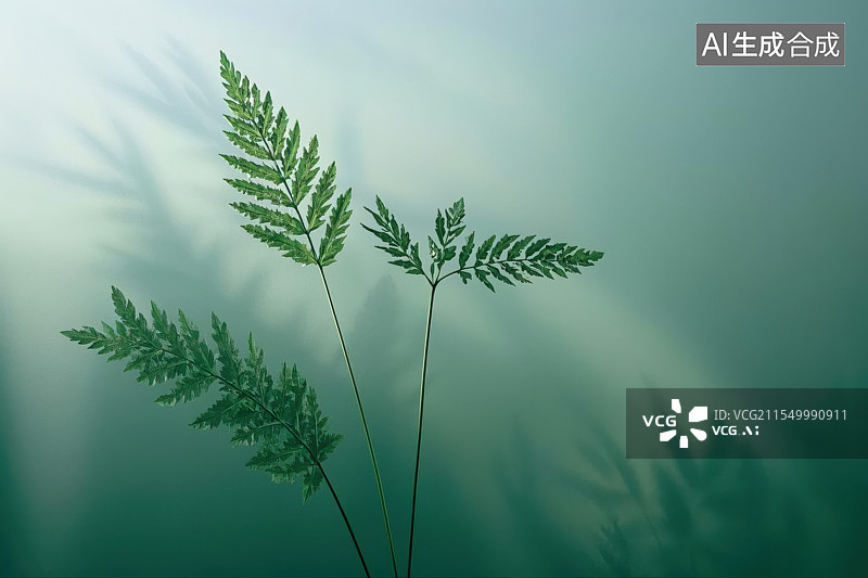 【AI数字艺术】新生绿叶的清新写照图片素材