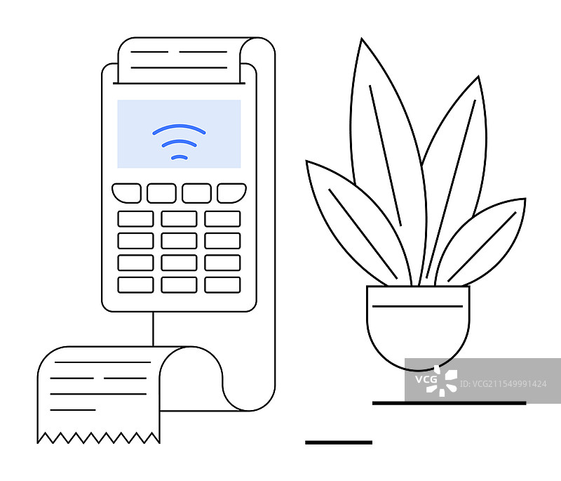 无线支付终端与打印的收据图片素材