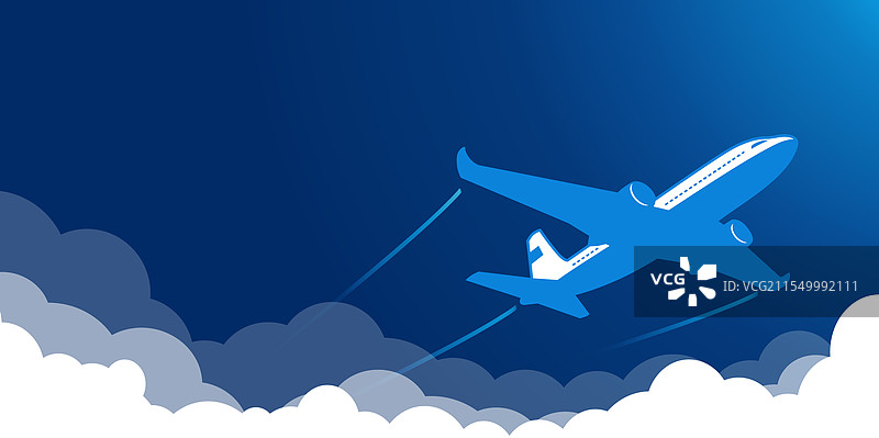 蓝色多云天空中的飞机图片素材