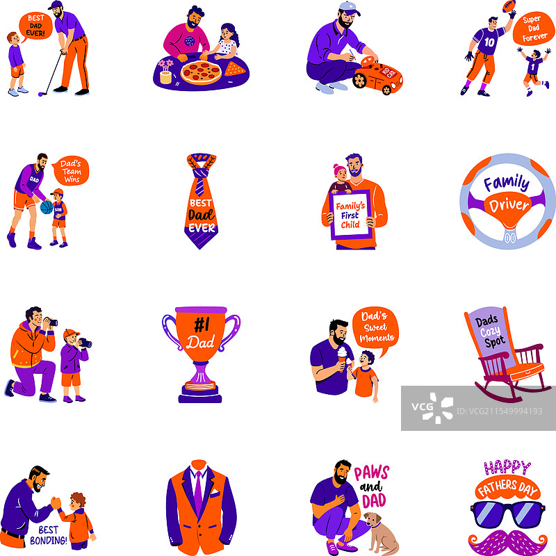 父亲角色平面贴纸合集图片素材