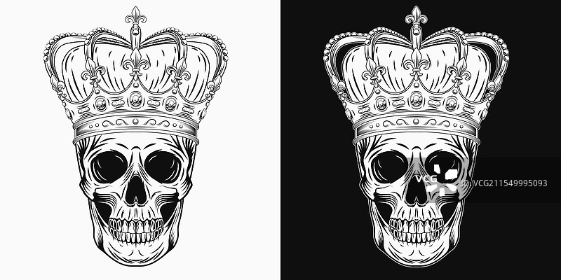 带有帝国皇冠的人类头骨图片素材