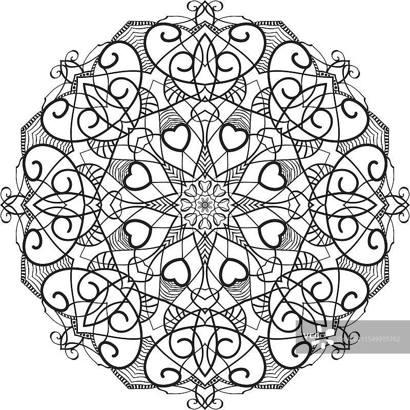 圆形花卉曼荼罗图案用于海娜纹身图片素材