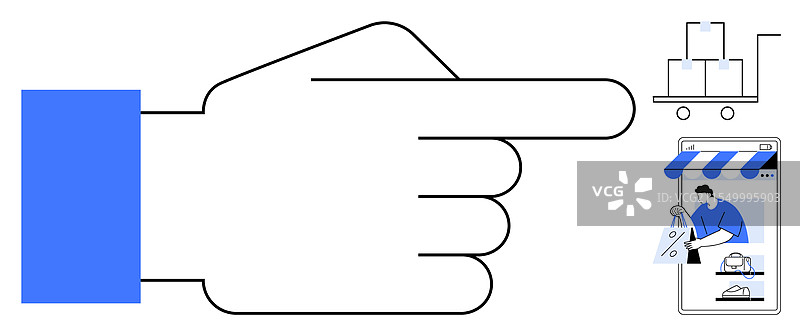 用手简化的在线购物互动图片素材