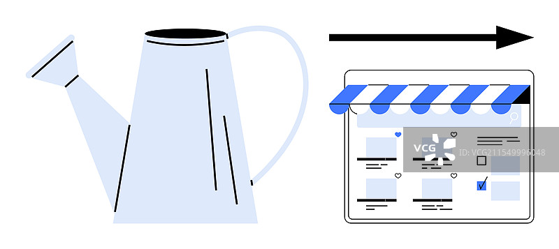 培育电子商务增长的浇水壶和图片素材