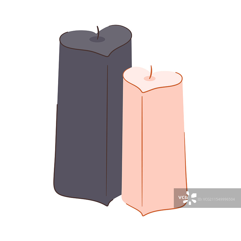 两个心形蜡烛，高高的室内装饰图片素材