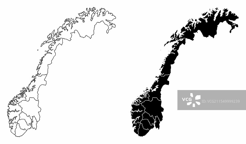 挪威行政地图图片素材