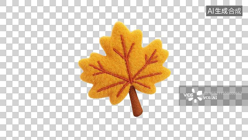 【AI数字艺术】3D卡通毛毡一片枫叶图片素材