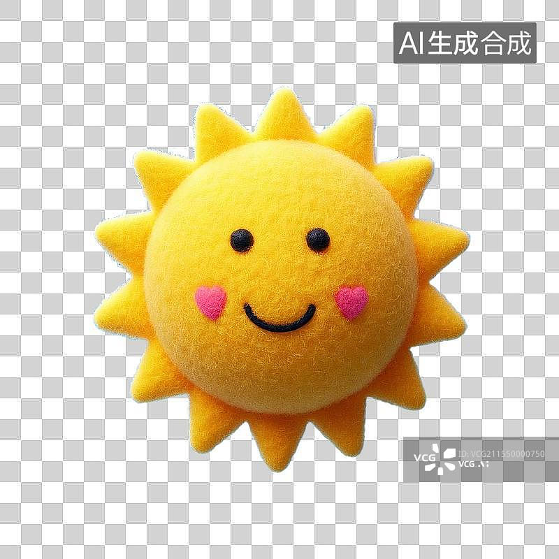 【AI数字艺术】3D卡通毛毡太阳笑脸图片素材