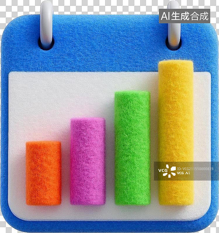 【AI数字艺术】3D卡通毛毡彩色柱状图元素图片素材