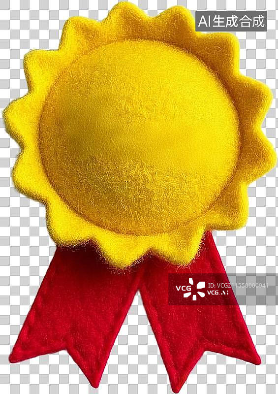 【AI数字艺术】3D卡通毛毡荣誉奖章图片素材