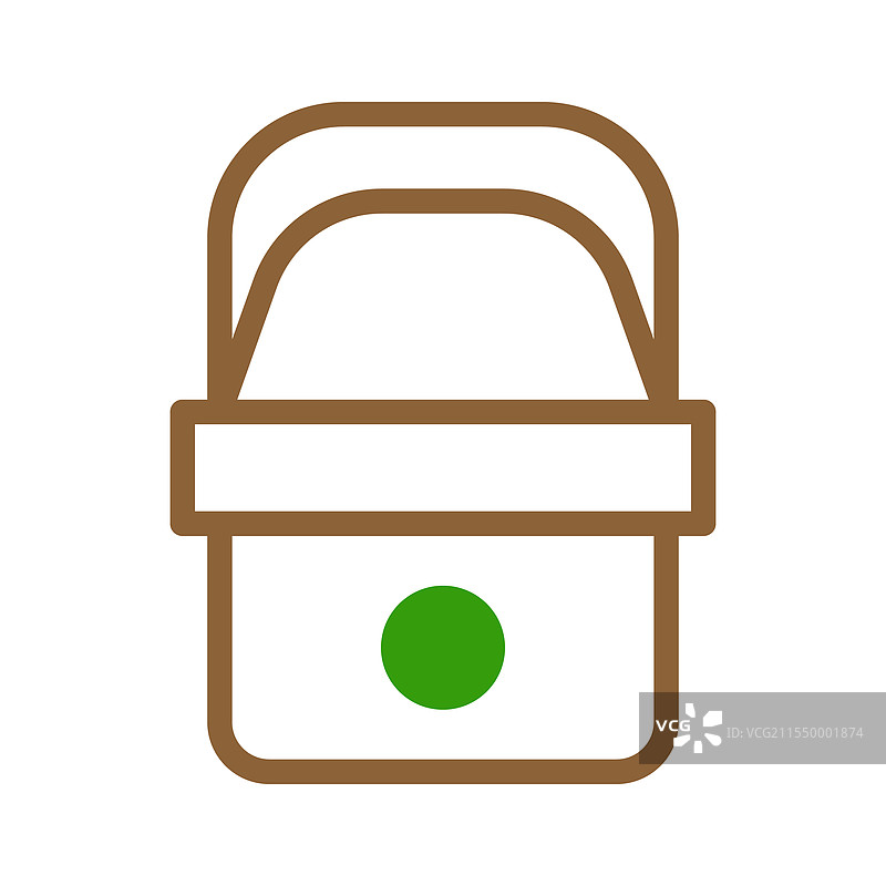 简单线条艺术图标，描绘一个带有绿色的桶图片素材