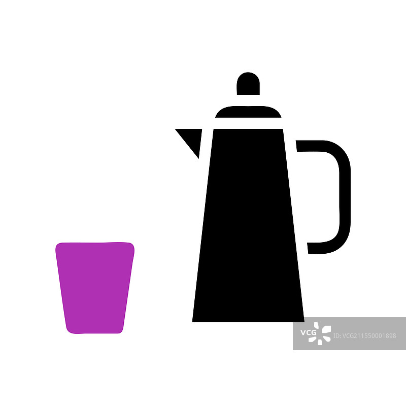 咖啡或茶具及杯子的简单图标集图片素材