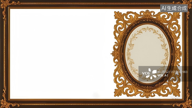 【AI数字艺术】欧洲复古装饰边框背景洛可可风格卷草纹图片素材