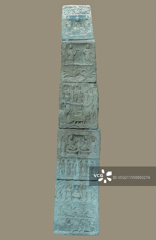 甘肃省博物馆“佛教艺术展”：卜氏石造像塔（复制品）（北魏，1976年甘肃庄浪出土，庄浪县博物馆藏）图片素材
