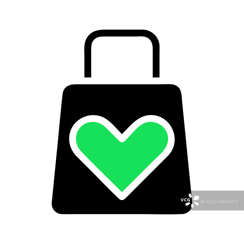 购物袋与心形，象征着爱的礼物和情感图片素材