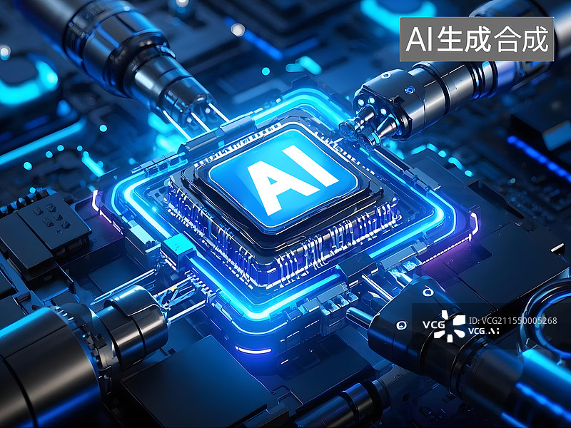 【AI数字艺术】人工智能计算机芯片特写图片素材