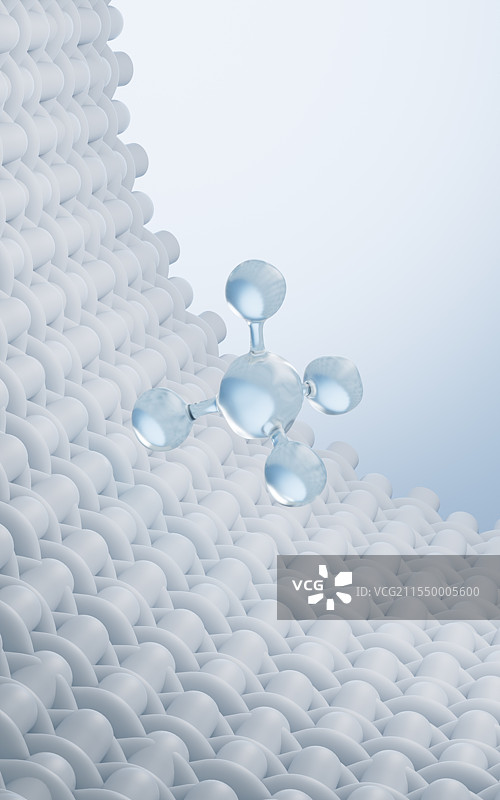 抽象编织物背景和透明玻璃分子3D渲染图片素材