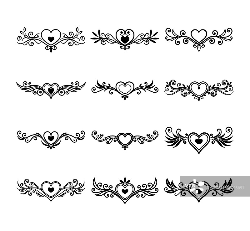 创意心形分隔图形套件图片素材