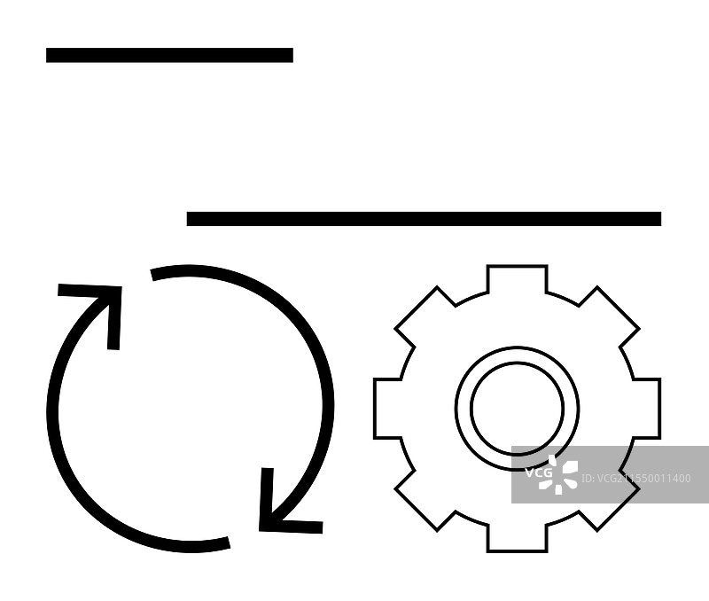 齿轮、箭头和线条表示流程图图片素材