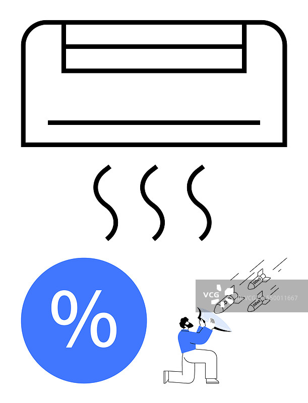空调折扣促销与扩音器图片素材