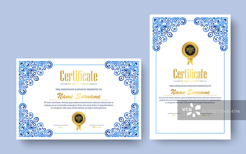 最佳奖项证书与文凭图片素材