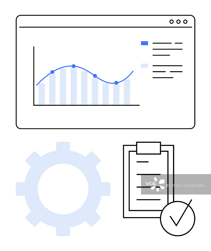数据分析与图表清单和齿轮图标图片素材