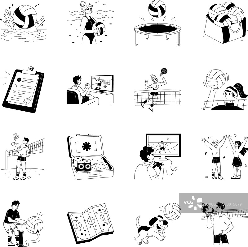 手绘排球套装图片素材