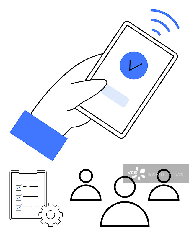 手持智能手机与勾选清单图片素材