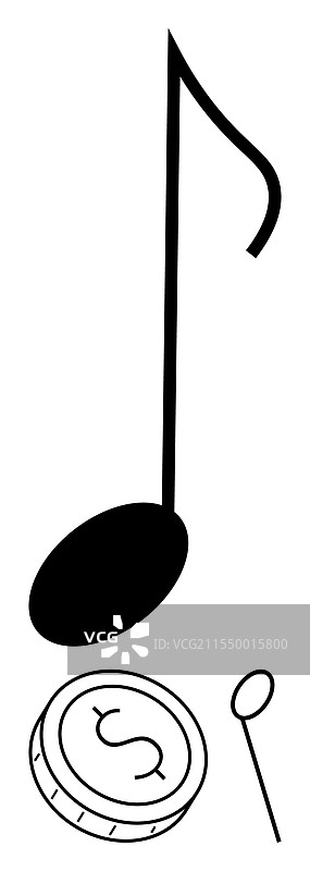 带有美元符号的大音乐音符硬币图片素材