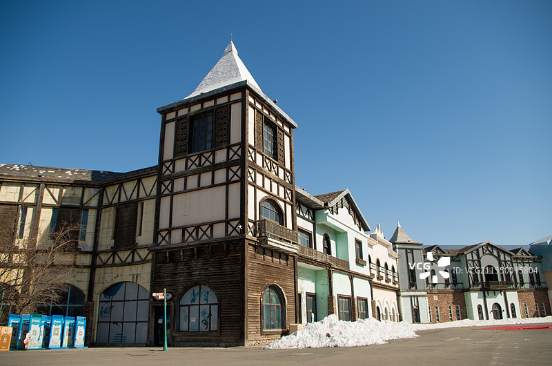 沈阳方特欢乐世界，正门外围建筑景观，沈阳冬季，城市风光，旅游景点图片素材