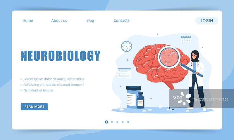 神经生物学概念着陆页模板图片素材