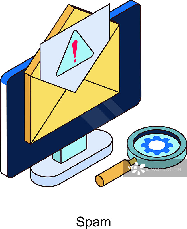 垃圾邮件等距填充轮廓图标图片素材