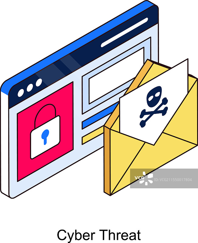 网络威胁等距填充轮廓图标图片素材