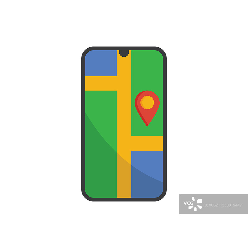 手机屏幕显示一张地图图片素材