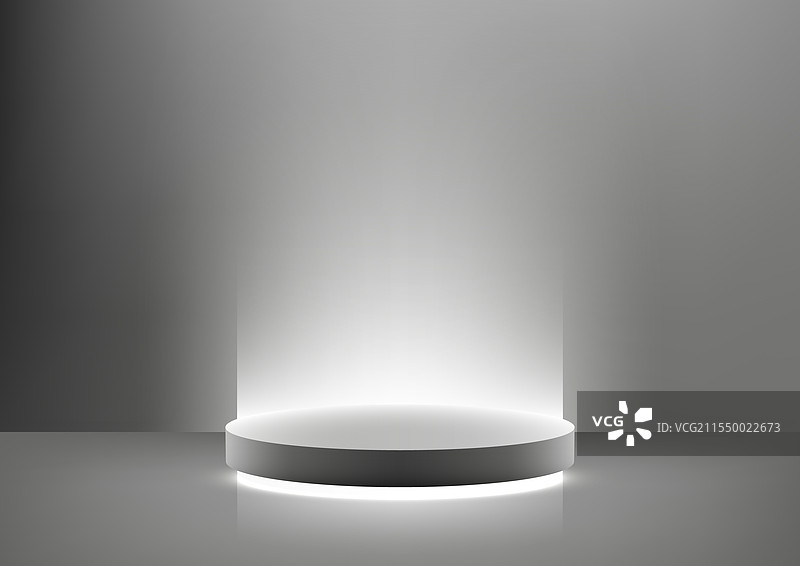 简约的白色讲台配有柔和的聚光灯图片素材