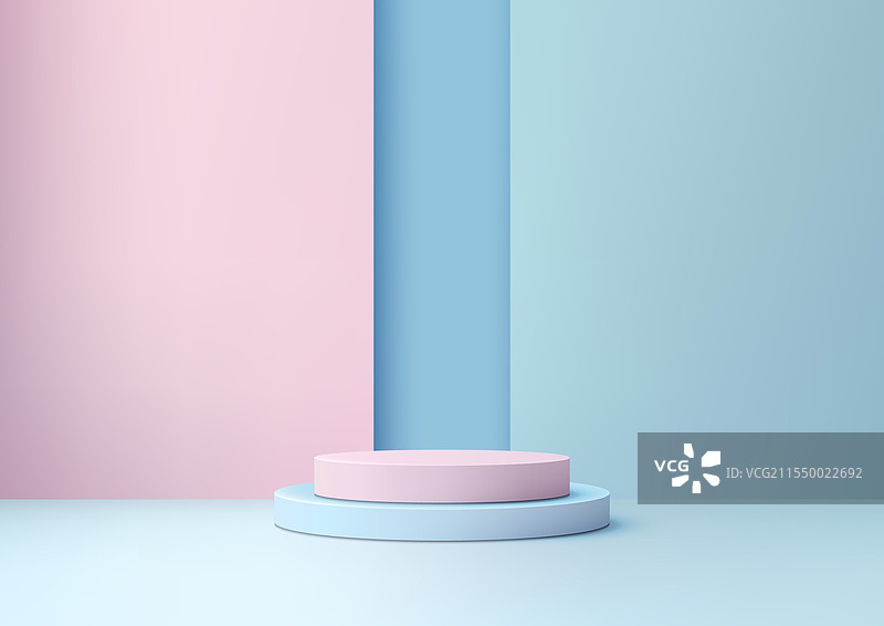 粉色和蓝色的3D简约讲台图片素材