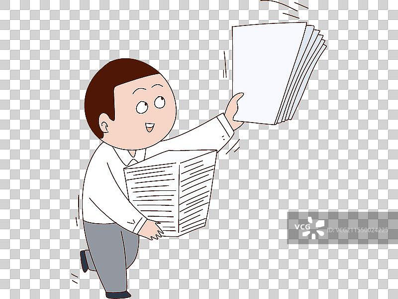 开心手拿一堆文件的职员图片素材