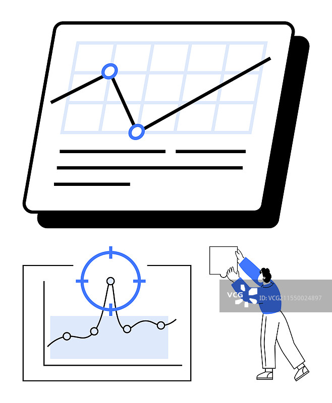 商业分析与折线图表图片素材