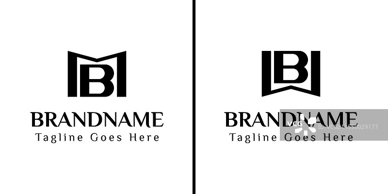 字母mb和wb的单字母商标logo设计图片素材