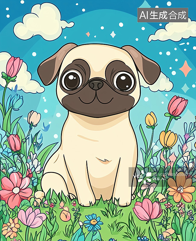 【AI数字艺术】斗牛犬 插画 沙皮狗图片素材