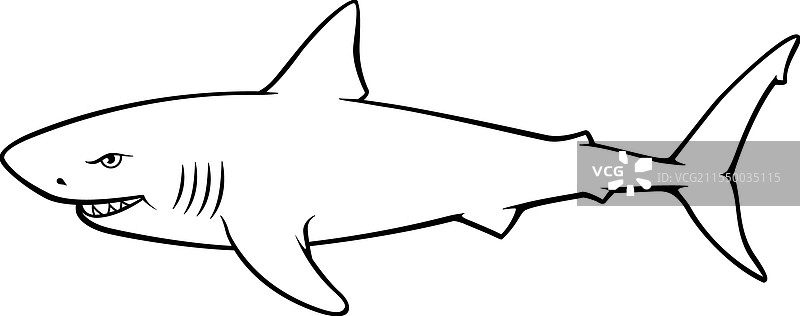 卡通大白鲨轮廓图片素材
