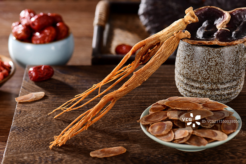 切片红参与中药图片素材