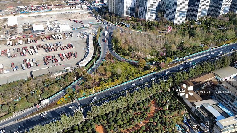 昆玉高速王家营互通航拍图片素材