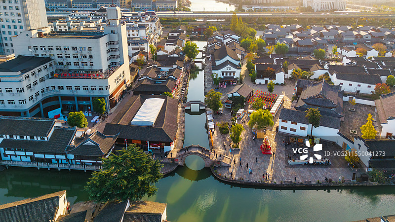 绍兴柯桥古镇航拍图片素材